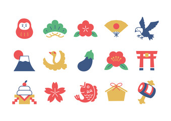 お正月のイラスト　カラフル