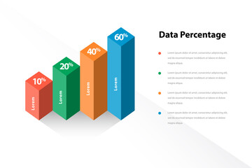3D data bar business infographic diagram for presentation