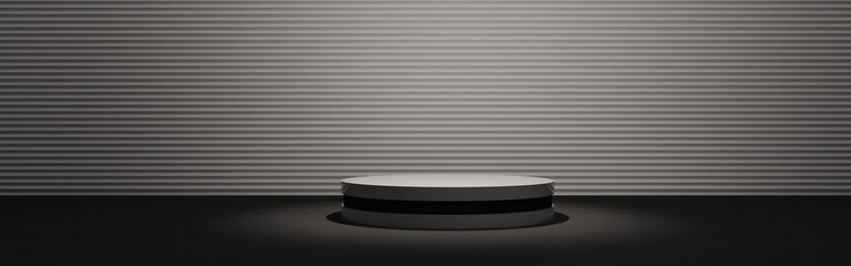 3d mockup background, Black and white background with podium for product.