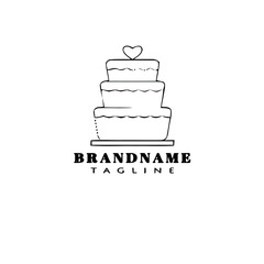 cute cake logo cartoon design template icon black isolated vector illustration