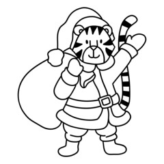 christmas tiger outline design illustration for web, wedsite, application, presentation, Graphics design, branding, etc.