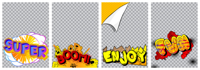 Comic Book Cover, Corporate Flyer Design Template Collection. Set of Brochure, Poster, Magazine Cover, Flyer. Vector Illustration.