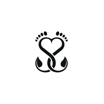 Silhouette Love Feet with SS Leaf Logo Design