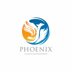 Modern Flaming Phoenix Logo designs template vector illustration
