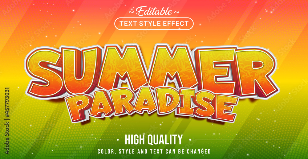 Poster Editable text style effect - Summer Paradise text style theme.