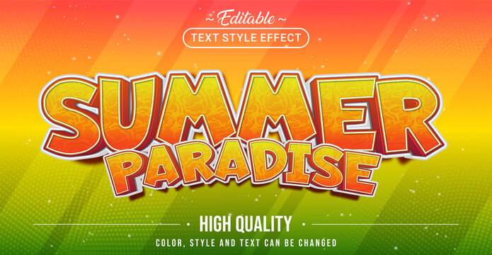 Editable text style effect - Summer Paradise text style theme.