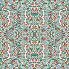 Abstract colorful seamless jacquard mosaic pattern. Design for fabric, wallpaper, paper, cover, weaving, packaging, tile, ceramics. Background for fashion textiles.
