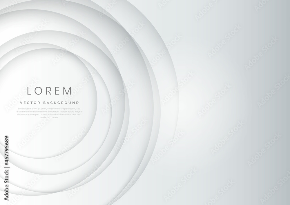 Aufkleber abstract modern white and gray gradient circles layers lighting background with copy space for your 