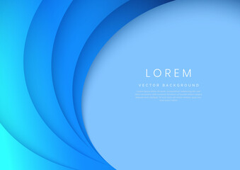Abstract blue geometric curve overlay layer background.