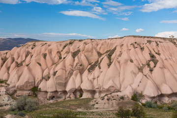 トルコ　カッパドキアのウチヒサールの砂岩丘
