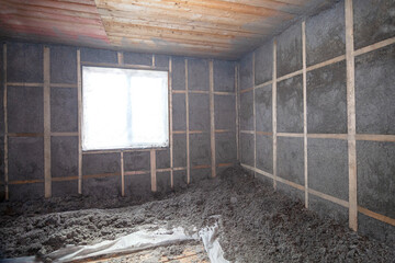Internal walls are insulated with cellulose insulation