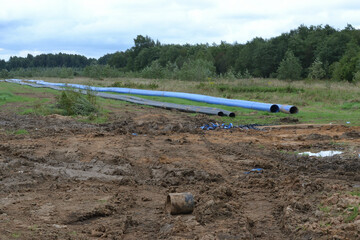 Installation For Sewage, laying drainage pipes into the ground