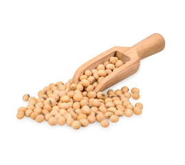 Roasted soybeans isolated on white background