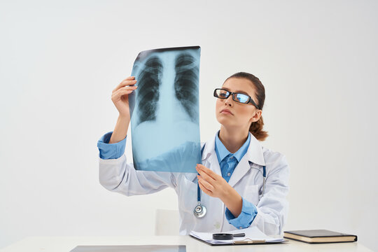 female doctor medicine x-ray diagnostics to medicine