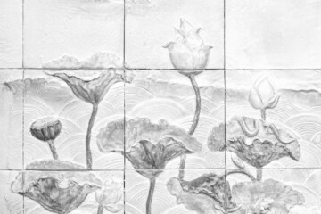 Beautiful White Flowers Tiles Texture Pattern On The Wall
