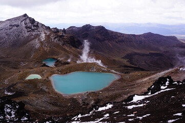View at Emerald lakes in Tongariro National park in New Zealand