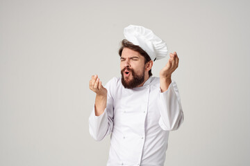 bearded man chef Cooking culinary industry light background