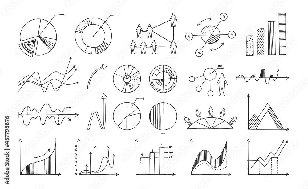 Poster doodle infographic. hand drawn business elements for presentation and reports. minimalistic diagrams