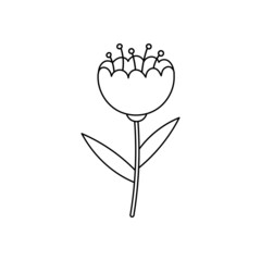 Line art design cartoon flower illustration. Element for weekly or daily planner.