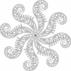 Swirl flower mandala design illustration for coloring book and Ceramic tiles