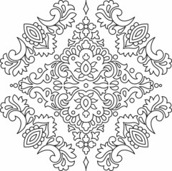 floral seamless pattern. Russian traditional ornament Hohloma. black and white background