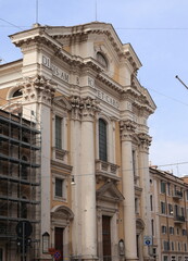 Fototapeta na wymiar Santi Ambrogio e Carlo Church Facade in Rome, Italy