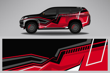 Fototapeta premium Wrap car vector design decal. Graphic abstract line racing background design for vehicle, race car, rally, adventure livery camouflage.