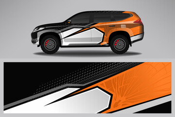 Wrap car vector design decal. Graphic abstract line racing background design for vehicle, race car, rally, adventure livery camouflage.