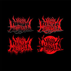Happy Halloween Metal Scary Letters, Vector Text Trick or Treat for banners, poster, flyer, headline design.
