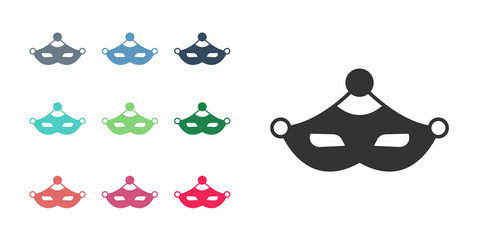 Black Carnival mask icon isolated on white background. Masquerade party mask. Set icons colorful. Vector