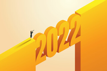 Fototapeta Businesswoman looking at her goals year 2022. obraz