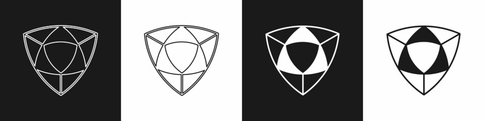 Set Diamond icon isolated on black and white background. Jewelry symbol. Gem stone. Vector