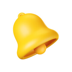 3d notification bell icon isolated on white background. 3d render yellow ringing bell with new notification for social media reminder. Realistic vector icon.
