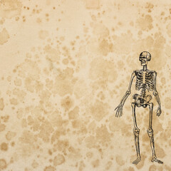 Old paper texture background Halloween Skeleton skull decoration