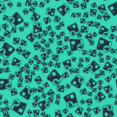 Black Online ordering and fast food delivery icon isolated seamless pattern on green background. Vector