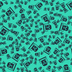 Black Radioactive warning lamp icon isolated seamless pattern on green background. Vector