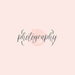 Photography script handwritting logo design vector