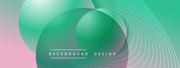 Gradient circles with shadows. Vector techno abstract background. Modern overlapping forms wallpaper background, design template