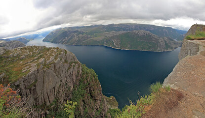 View on Lysefjord from Prekestolen, Norway