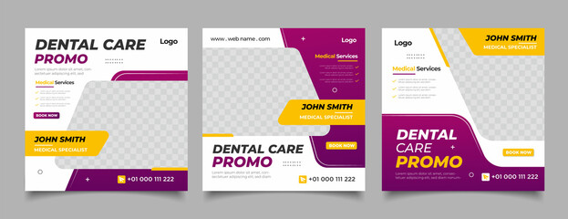 Dentist and dental care for social media post template