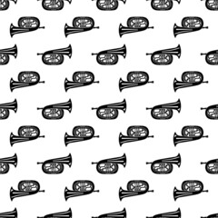 Jazz trumpet pattern seamless background texture repeat wallpaper geometric vector