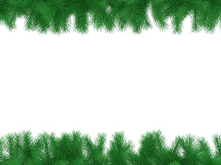 Christmas garlands of intertwined green spruce branches. 3D rendering. Isolate. Photo frame with a...