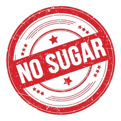 NO SUGAR text on red round grungy stamp.