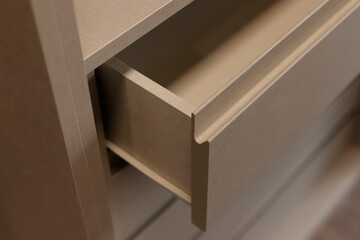 open drawer detail lined with fabric