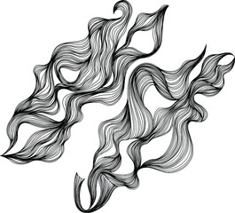 Set of abstract shapes. Ink painting style abstract composition. Hand drawn Vector illustrations
