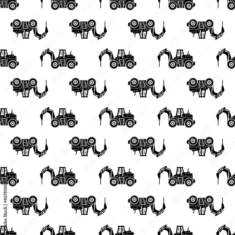 Poster drilling machine tractor pattern seamless background texture repeat wallpaper geometric vector
