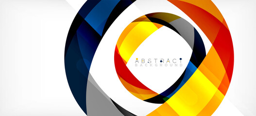 Obraz premium Geometric abstract background. Circle created with overlapping color shapes. Vector Illustration For Wallpaper, Banner, Background, Landing Page