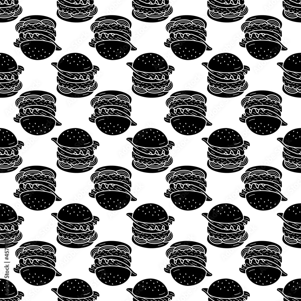 Poster double burger pattern seamless background texture repeat wallpaper geometric vector