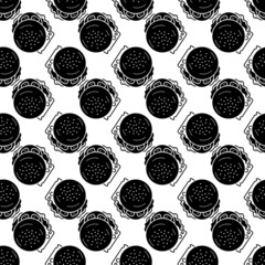 Naklejka premium Top view cheeseburger pattern seamless background texture repeat wallpaper geometric vector