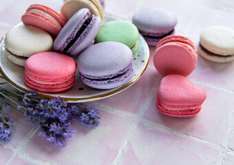 French macarons with different flavors